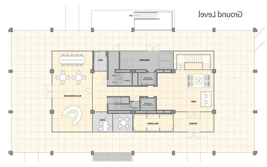 Illustration of the ground level of Kacek Hall